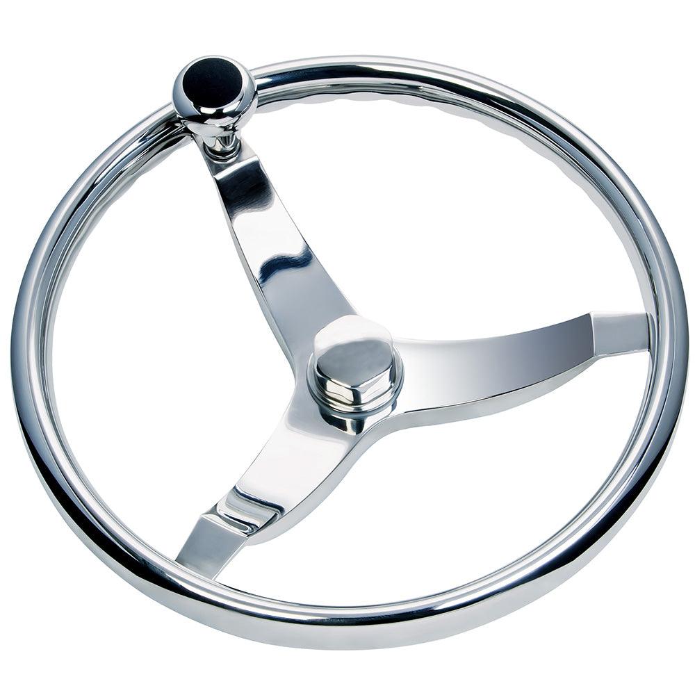 Schmitt Marine Vision FX Model 714 - 13.5" Wheel w/Knob Finger Grip - 3/4" Tapered Shaft w/Faux Nut - 1/2" 3/4" Adapters