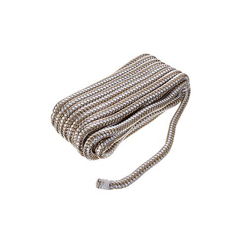 Seachoice Double-Braid Nylon Dock Line w/ Eye Splice, Pre-Shrunk, Heat Stabilized, 3/8 In. X 20 Ft., Gold White