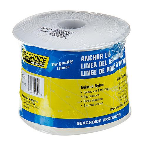 Seachoice Anchor Line Rope, 3-Strand Twisted, White, Nylon, 3/8 In. X 50 Ft.