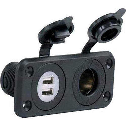 12v Dual USB & Recp Combo w/plug
